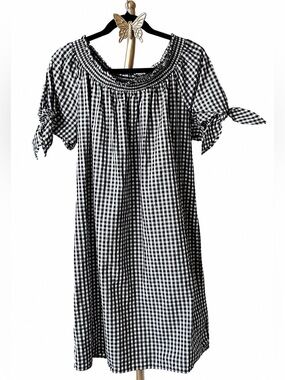 Terra & Sky Black White Gingham Midi Dress Plus Size 14W